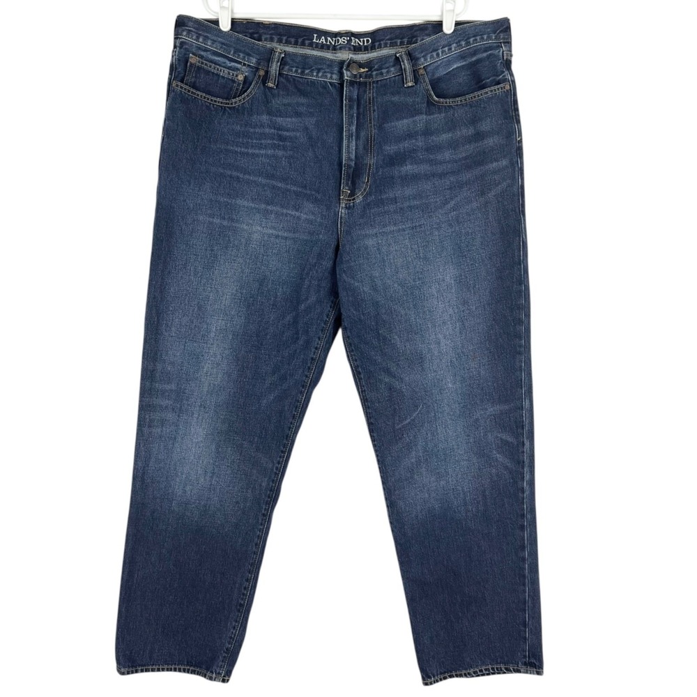 Lands' End Men's Traditional Fit Straight Leg Jeans 44x30 Blue 100% Cotton NWOT